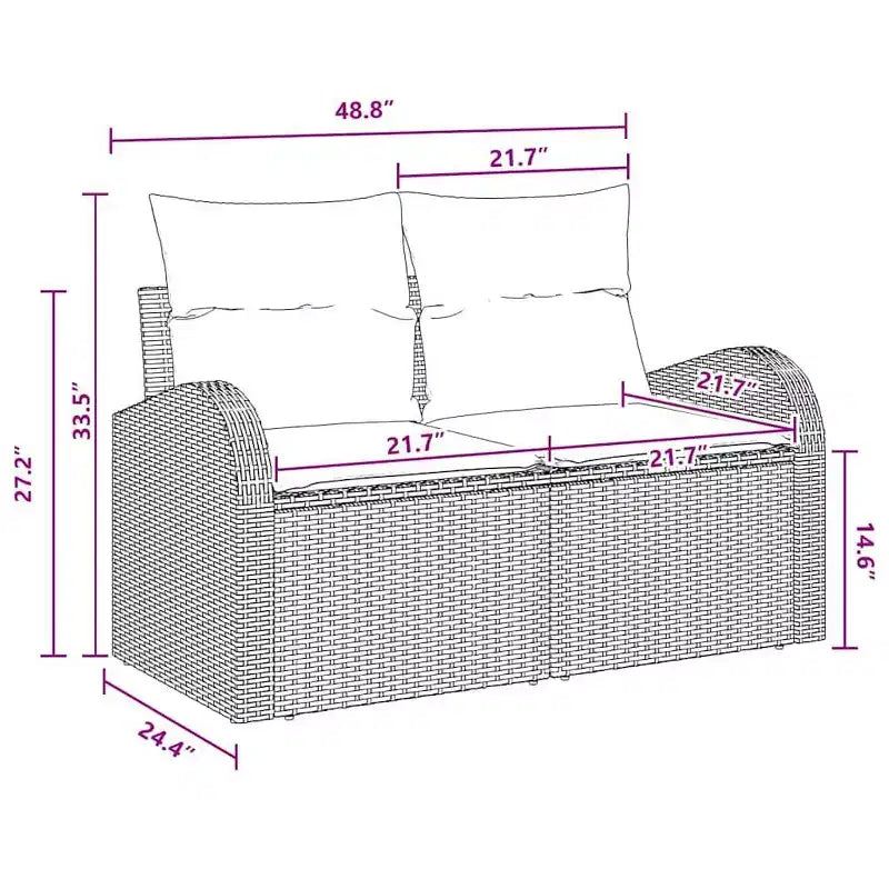 vidaXL Garden Sofa Set with Cushion 4 pcs Brown Poly rattan