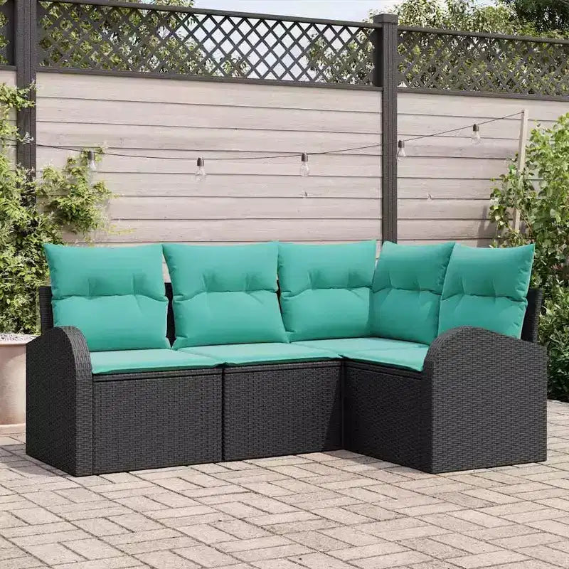vidaXL Garden Sofa Set with Cushion 4 pcs Brown Poly rattan