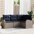vidaXL Garden Sofa Set with Cushion 4 pcs Brown Poly rattan
