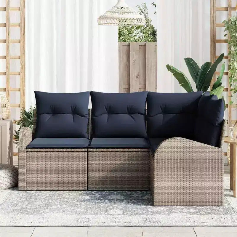 vidaXL Garden Sofa Set with Cushion 4 pcs Brown Poly rattan