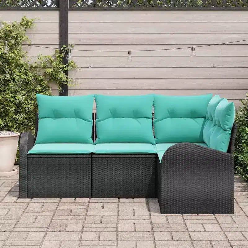 vidaXL Garden Sofa Set with Cushion 4 pcs Brown Poly rattan