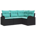 vidaXL Garden Sofa Set with Cushion 4 pcs Brown Poly rattan