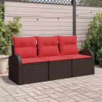 vidaXL Ensemble de canapés de jardin avec coussins 3 pcs Rotin PE marron