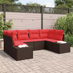 vidaXL Garden Sofa Set with Cushion 6 pcs Brown Poly rattan