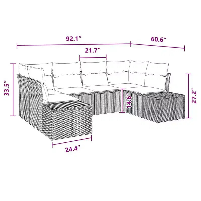 vidaXL Garden Sofa Set with Cushion 6 pcs Brown Poly rattan