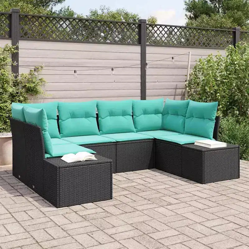 vidaXL Garden Sofa Set with Cushion 6 pcs Brown Poly rattan