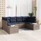 vidaXL Garden Sofa Set with Cushion 6 pcs Brown Poly rattan