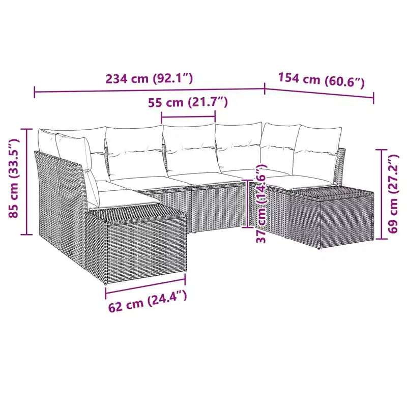 vidaXL Garden Sofa Set with Cushion 6 pcs Brown Poly rattan