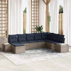 vidaXL Garden Sofa Set with Cushion 8 pcs Brown Poly rattan