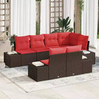 vidaXL Garden Sofa Set with Cushion 7 pcs Brown Poly rattan