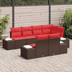 vidaXL Garden Sofa Set with Cushion 7 pcs Brown Poly rattan