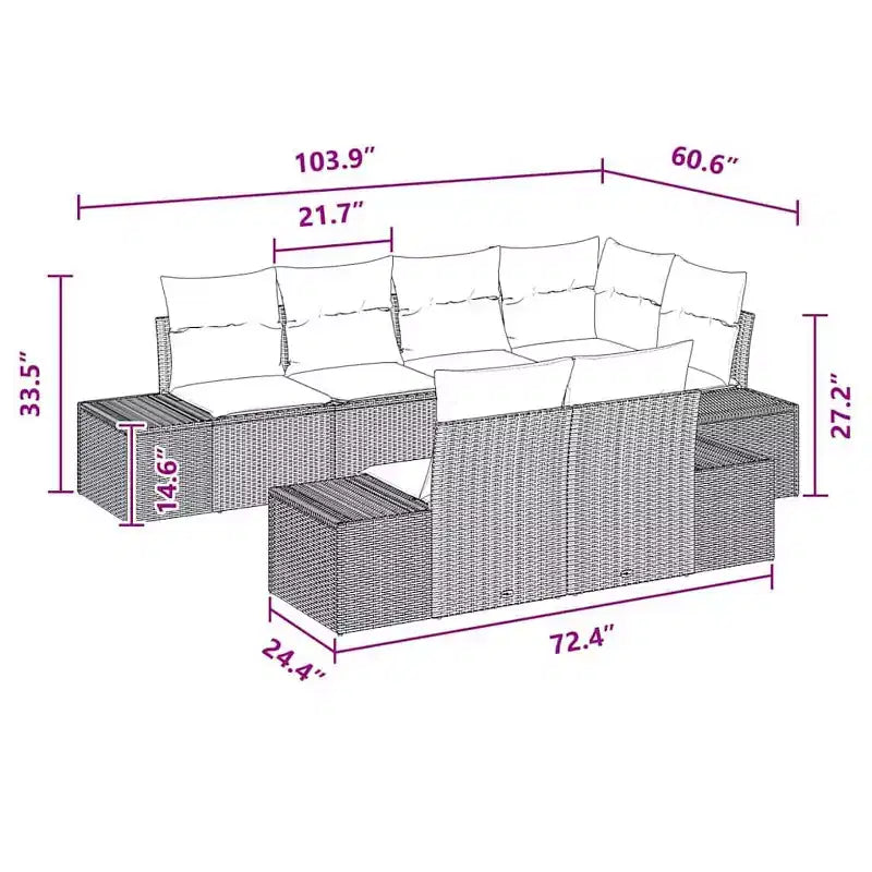 vidaXL Garden Sofa Set with Cushion 7 pcs Brown Poly rattan