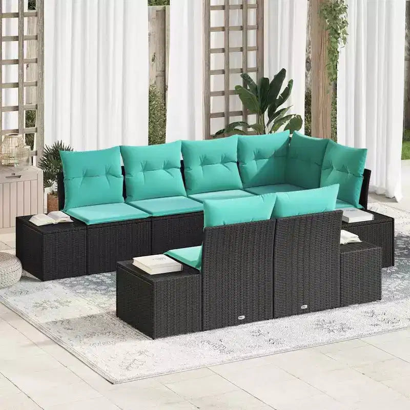 vidaXL Garden Sofa Set with Cushion 7 pcs Brown Poly rattan