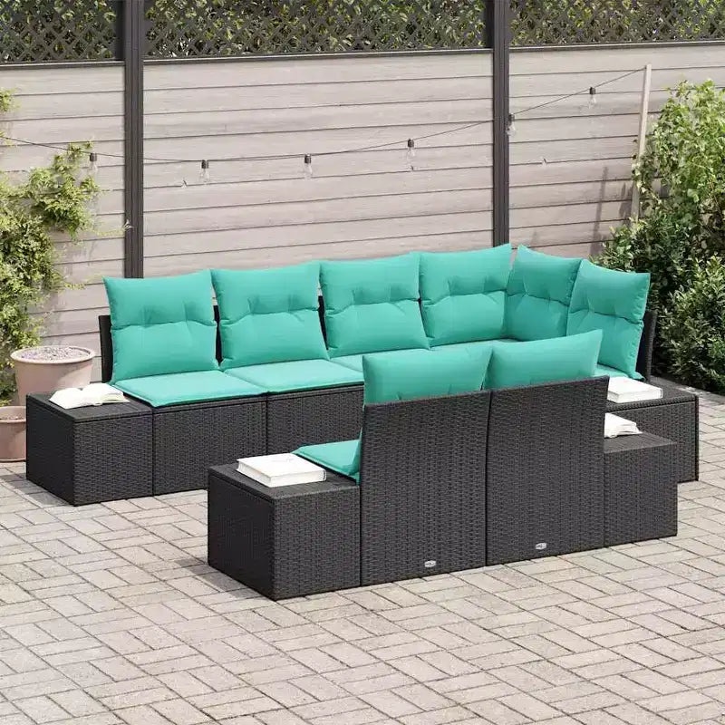 vidaXL Garden Sofa Set with Cushion 7 pcs Brown Poly rattan