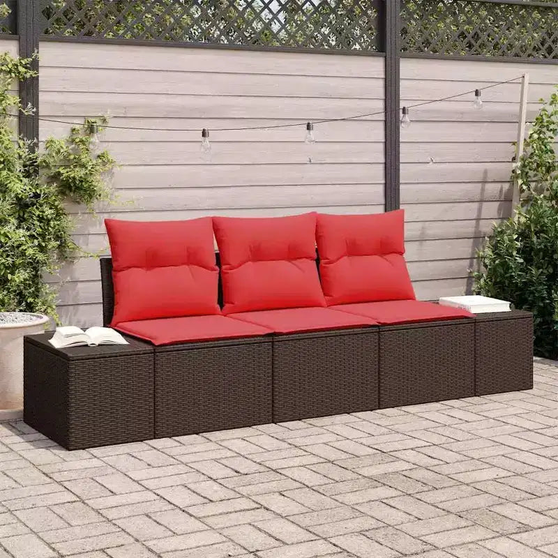 vidaXL Garden Sofa Set 3 pcs Brown Poly rattan