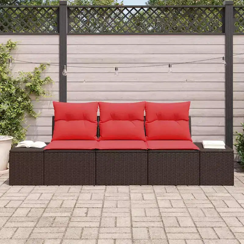 vidaXL Garden Sofa Set 3 pcs Brown Poly rattan