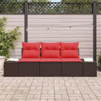 vidaXL Garden Sofa Set 3 pcs Brown Poly rattan