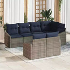 vidaXL Salon de jardin 7 pcs en résine tressée marron - Marron