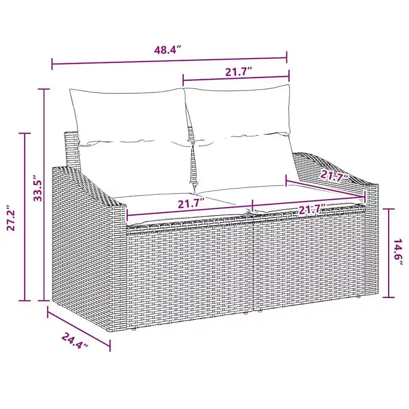 vidaXL Garden Sofa Set 7 pcs Brown Poly rattan - Brown Without Table
