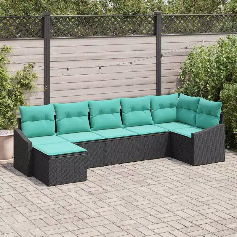 vidaXL Garden Sofa Set 7 pcs Brown Poly rattan - Brown Without Table