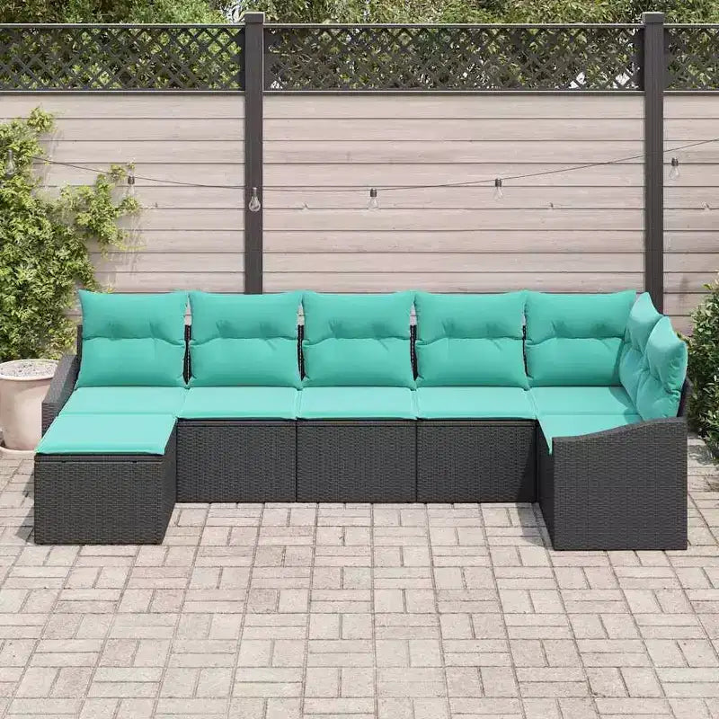 vidaXL Garden Sofa Set 7 pcs Brown Poly rattan - Brown Without Table