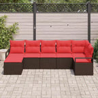 vidaXL Garden Sofa Set 7 pcs Brown Poly rattan