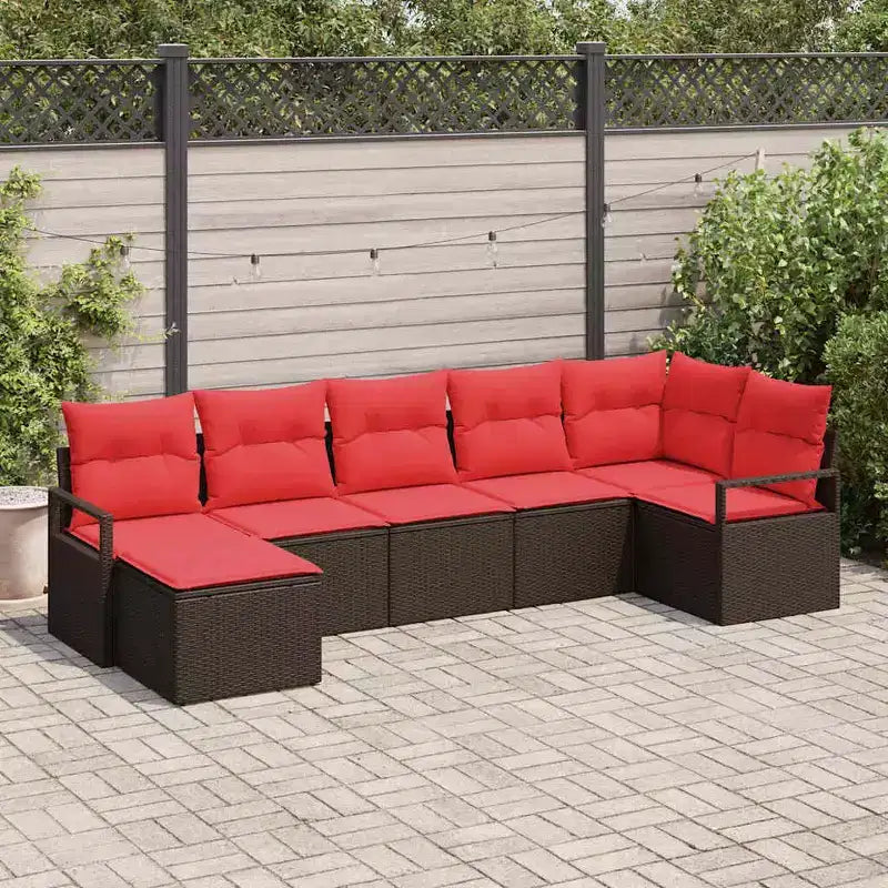 vidaXL Garden Sofa Set 7 pcs Brown Poly rattan