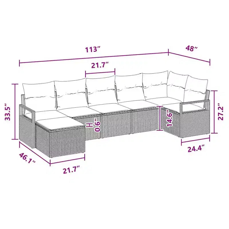 vidaXL Garden Sofa Set 7 pcs Brown Poly rattan