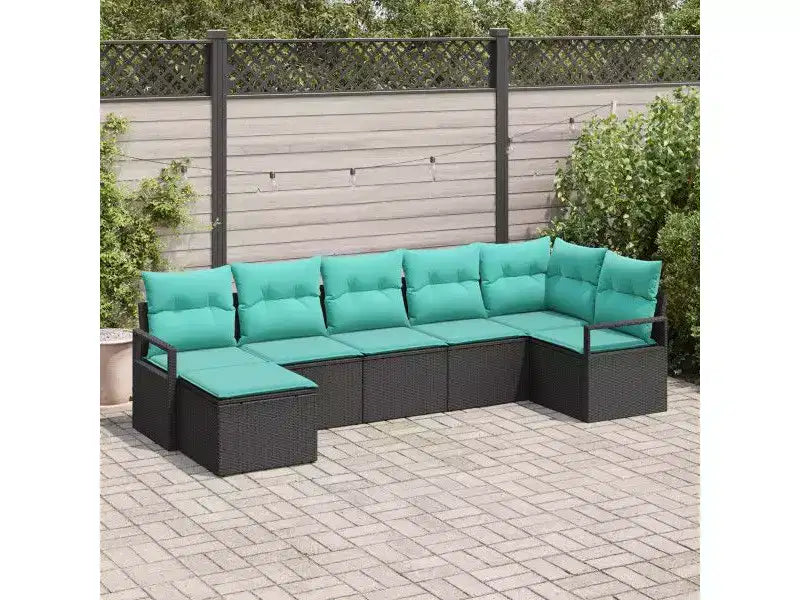 vidaXL Garden Sofa Set 7 pcs Brown Poly rattan