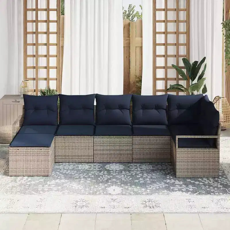 vidaXL Garden Sofa Set 7 pcs Brown Poly rattan