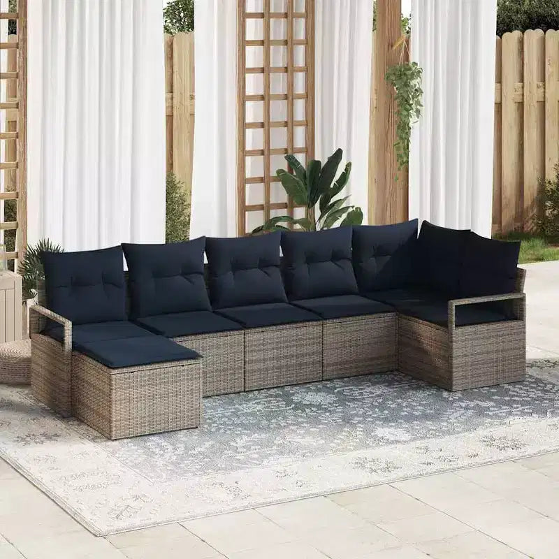 vidaXL Garden Sofa Set 7 pcs Brown Poly rattan
