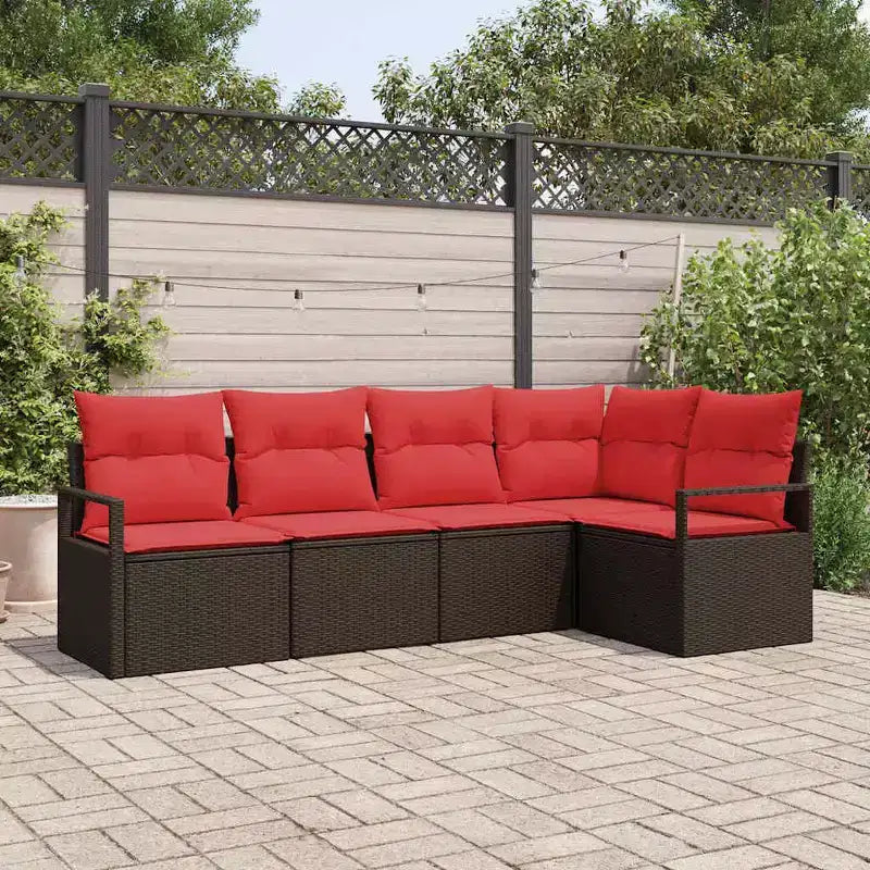 vidaXL Garden Sofa Set 5 pcs Brown Poly rattan