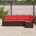vidaXL Garden Sofa Set 5 pcs Brown Poly rattan