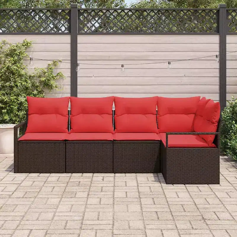 vidaXL Garden Sofa Set 5 pcs Brown Poly rattan