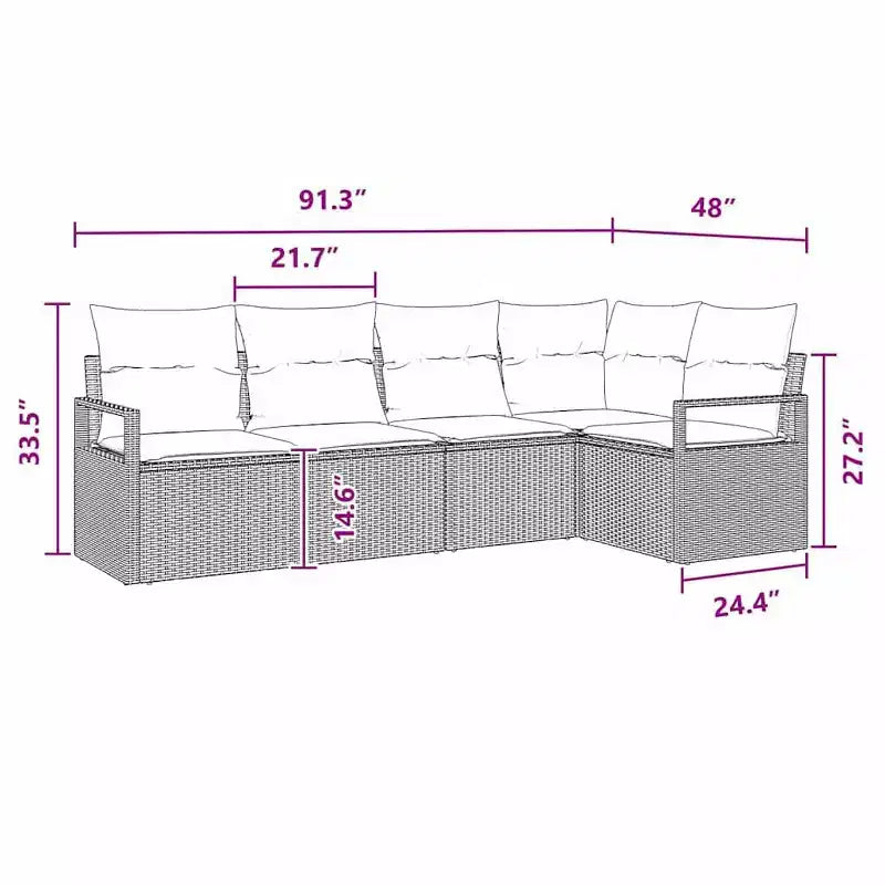 vidaXL Garden Sofa Set 5 pcs Brown Poly rattan