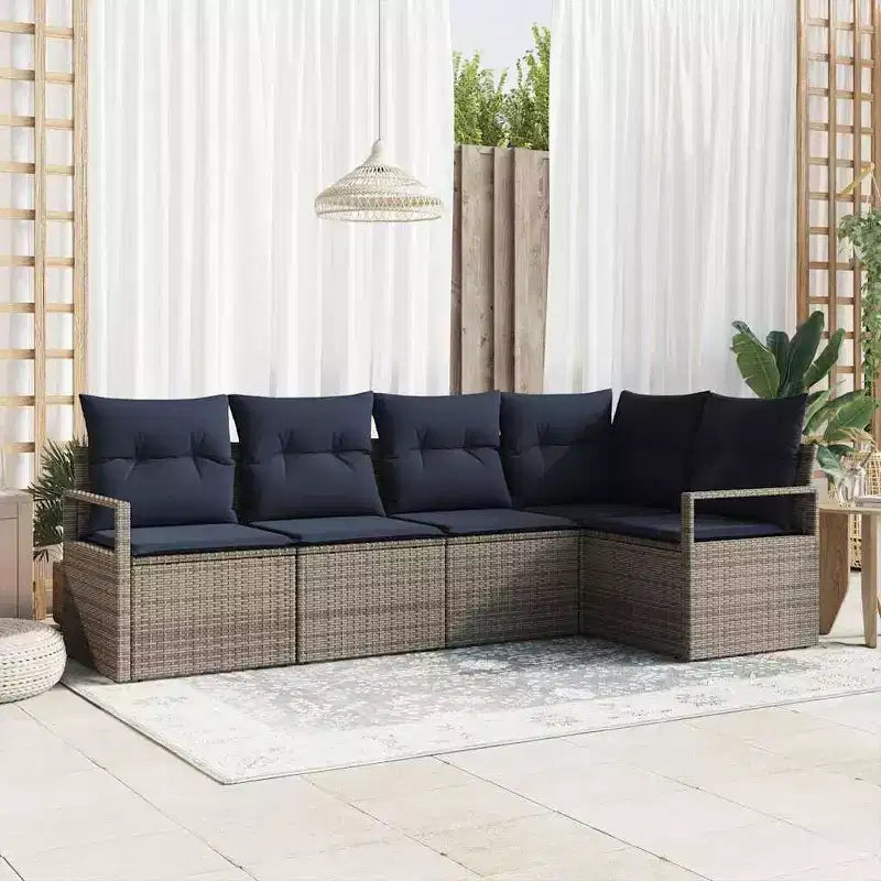 vidaXL Garden Sofa Set 5 pcs Brown Poly rattan