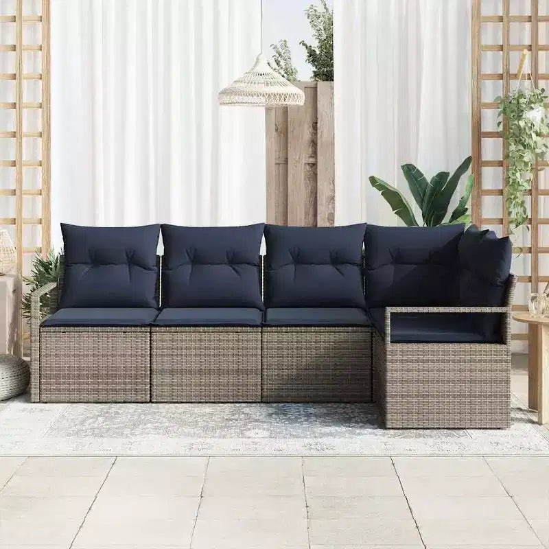 vidaXL Garden Sofa Set 5 pcs Brown Poly rattan