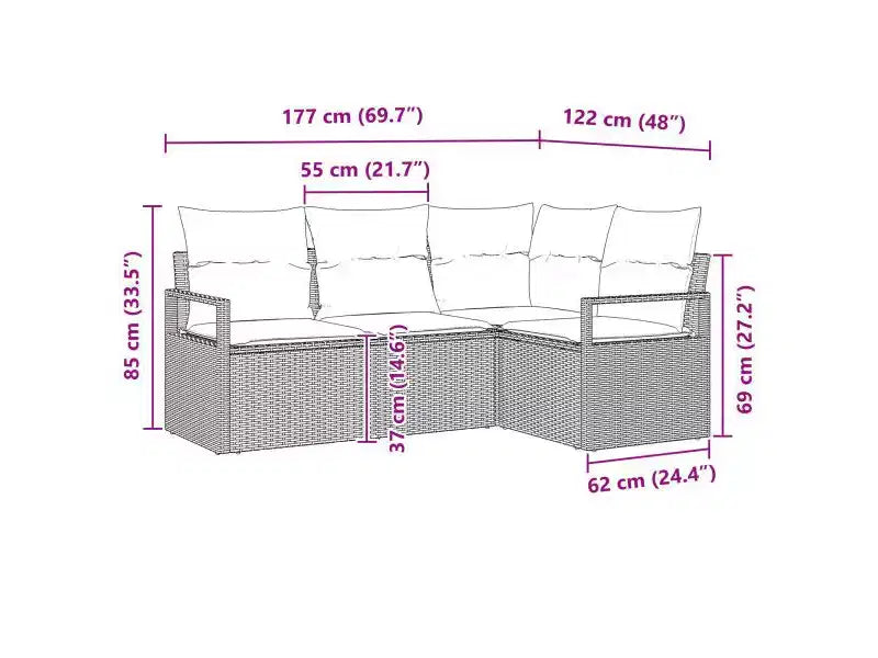 vidaXL Garden Sofa Set 5 pcs Brown Poly rattan