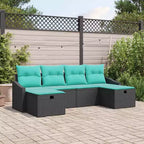 vidaXL Salon de jardin avec coussins 6 pcs Résine tressée marron - Rouge marron
