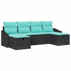 vidaXL Salon de jardin avec coussins 6 pcs Résine tressée marron - Rouge marron