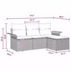 vidaXL Salon de jardin 4 pcs Marron et rouge 196 x 117 x 85 cm