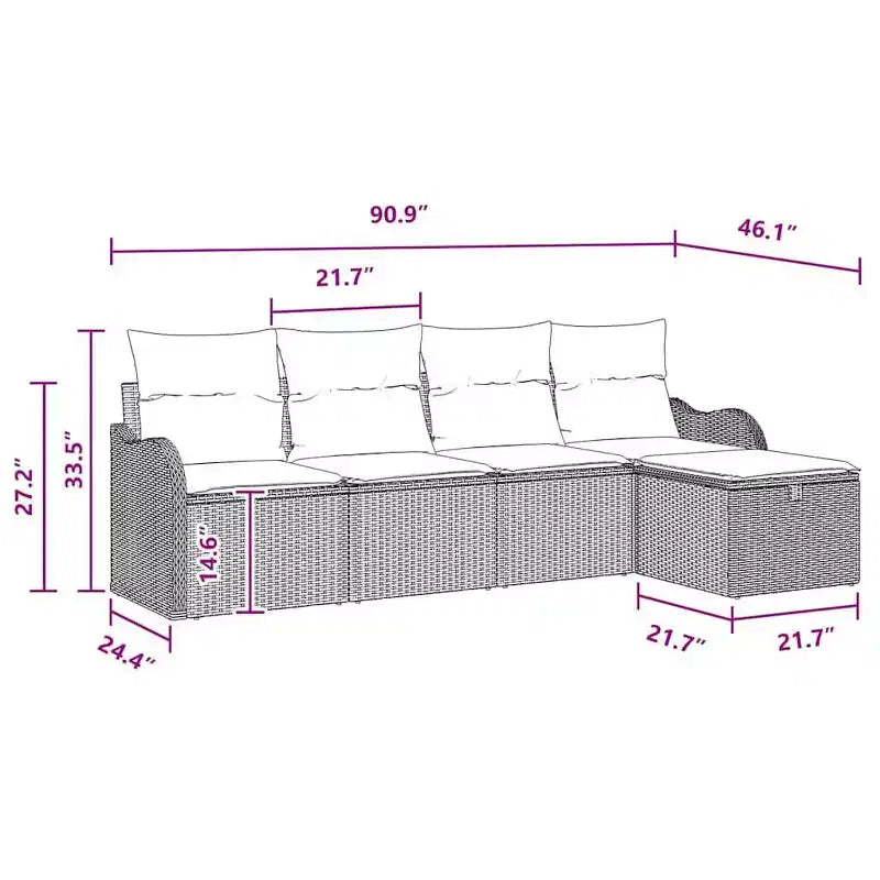 vidaXL Garden Sofa Set 5 pcs Brown and red 231 x 117 x 85 cm