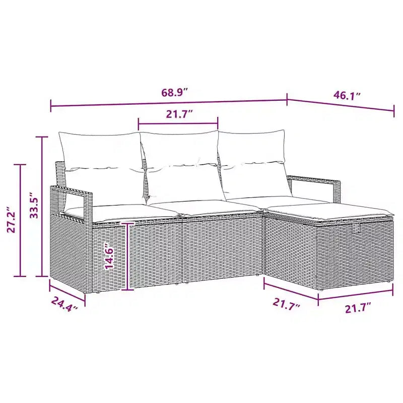 vidaXL Salon de jardin 4 pcs Marron et rouge 175 x 117 x 85 cm