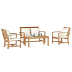 Garden Sofa Set 4 pcs Natural Solid teak wood