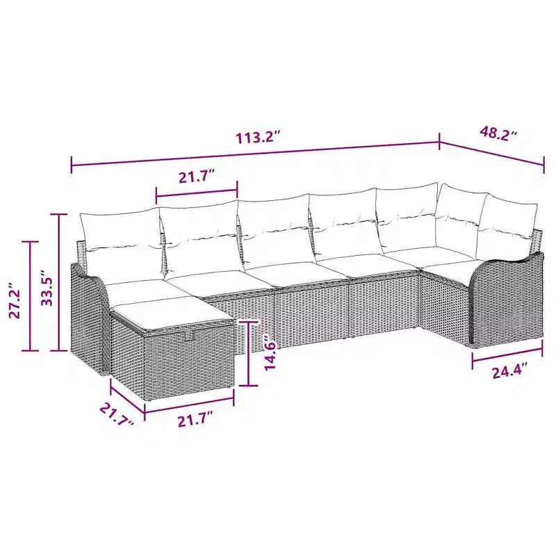 vidaXL Garden Sofa Set 7 pcs Brown and red 287.5 x 122.5 x 85 cm - Brown and red without table