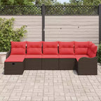 vidaXL Garden Sofa Set 7 pcs Brown and red 287.5 x 122.5 x 85 cm - Brown and red without table