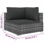 vidaXL Patio Furniture Set 4 Piece Patio Sectional Sofa with Table Poly Rattan - Gray