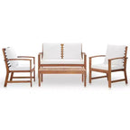 vidaXL Patio Furniture Set 4 Piece Bench Chair with Table Solid Acacia Wood