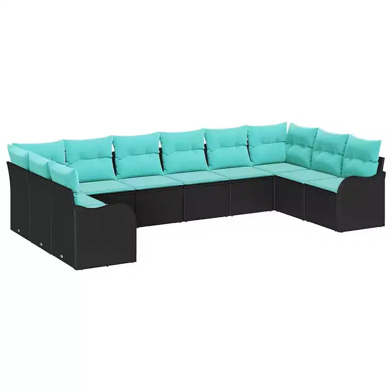 vidaXL Garden Sofa Set with Cushion 10 pcs Brown Poly rattan