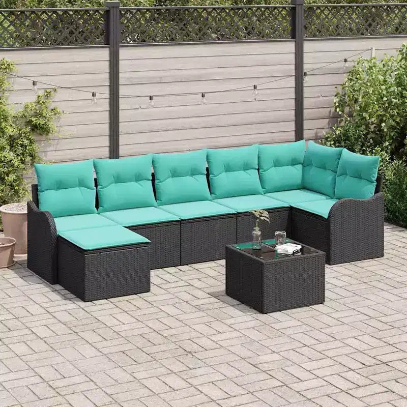 vidaXL Salon de jardin avec coussins 7 pcs Résine tressée